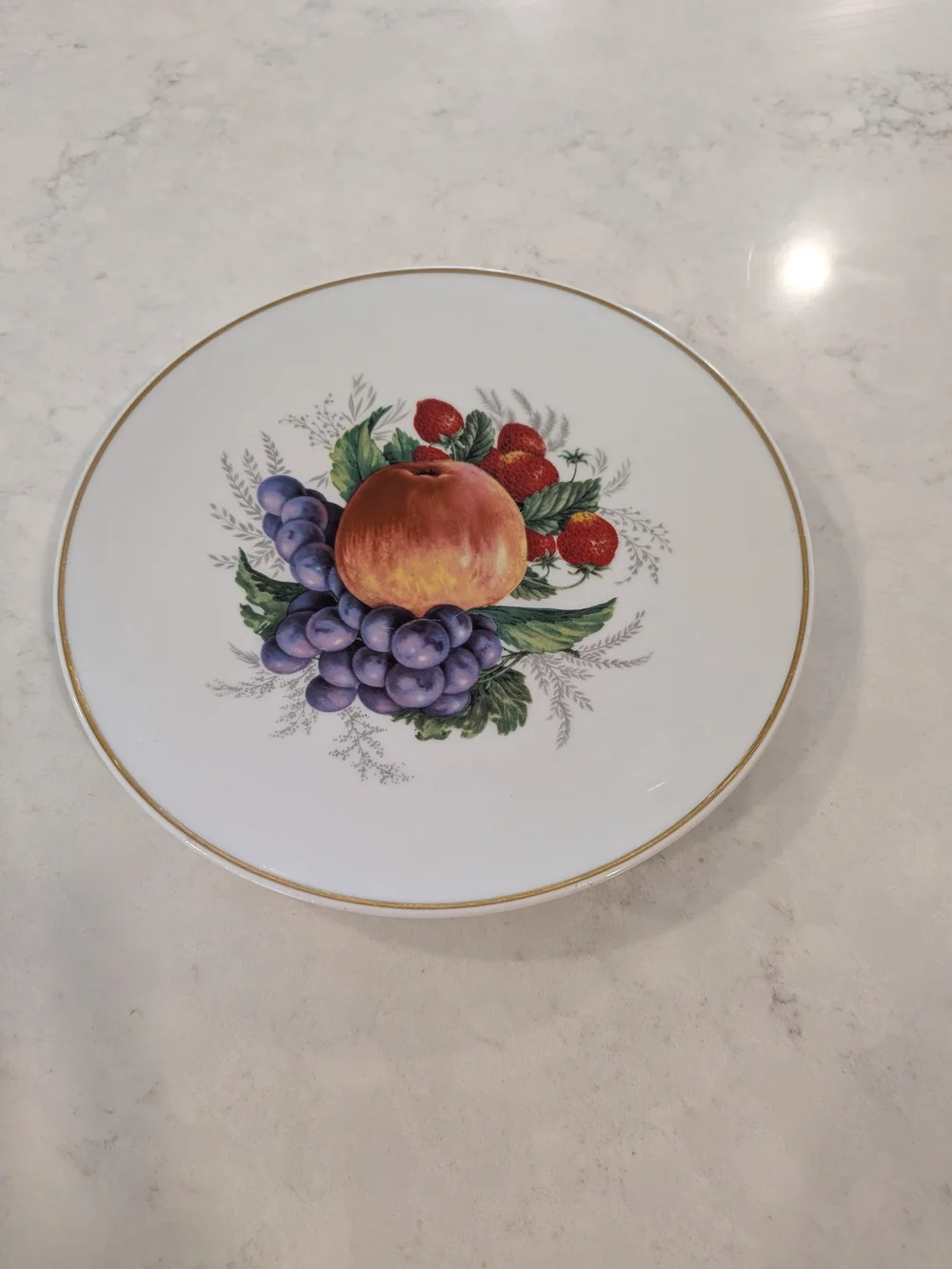 Golden Crown Bavaria Germany White Fruit-Print  Plate with Gold Rim 8
